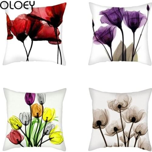 Flower Pillowcase, Polyester Square Pillowcase, Bedroom Soft Pillowcase, Home Bedroom Car Decorative Pillowcase, Size 45 * 45cm