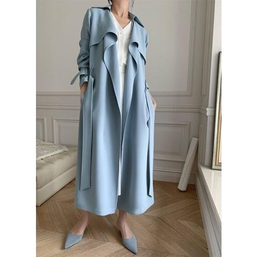 Womens Windbreaker Womens Middle Length British Style High-end Atmosphere Versatile Drape Coat Versatile New