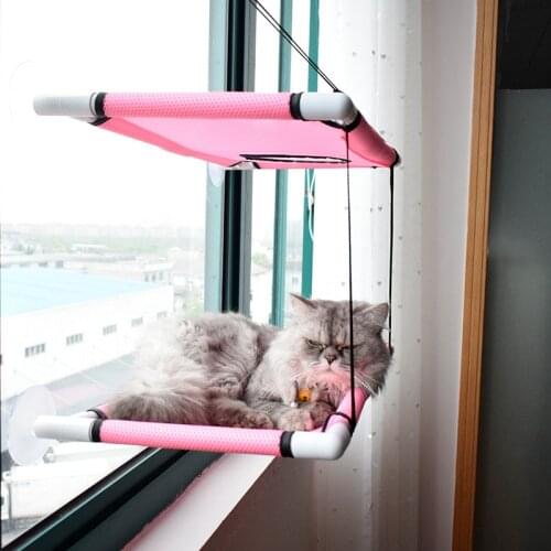 Cute Cat Double-layer Detachable Hanging Bed Comfortable Sun Seat Window Installation Pet Hammock Soft Pet Shelf Bed Supplies
