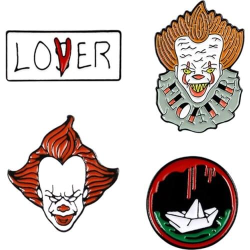 The Joker Enamel Pins Jewelry for fans Loser Club Love badge Clown ship terror badge gift for men female girl gothic brooches