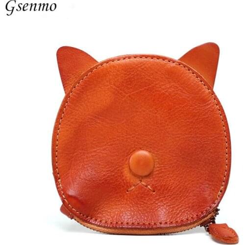 Gsenmo Genuine Leather Coin Purses Womens Small Change Money Bags Pocket Wallets Key Holder Case Mini Pouch Zipper Mini Wallet
