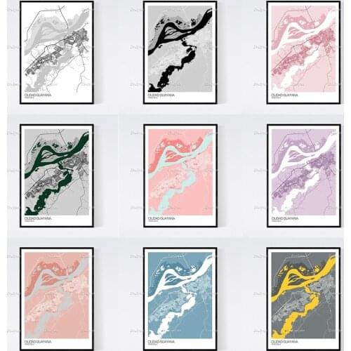 Ciudad Guayana, Venezuela Map Art Print - Many Styles - Scandi / Vintage / Wall Art Canvas Modern Home Decor Posters