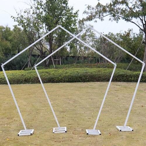 Wrought Iron Arch Pentagonal Geometry flower Shelf Artificial Flower Wall Stand Wedding Backdrop Prop Door Background Decoration