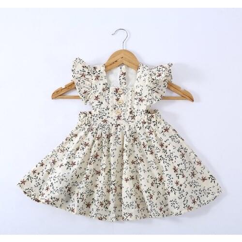 Girls Summer Casual Dresses European And American Style Children Floral Princess Vestidos Flying Sleeve Children Clothes