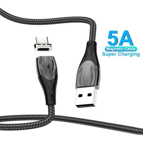Magnetic USB Type C Cable 5A USBC Supercharge For Huawei P40 P30 Honor Mobile Phone Magnet Fast Charging Wire For Xiaomi Redmi
