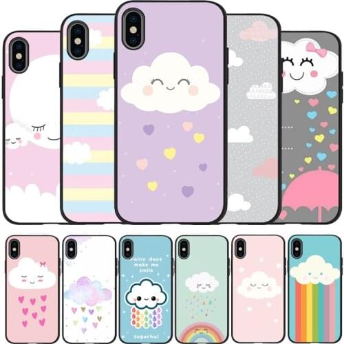 Cute Clouds Graphic black Phone Case For iPhone 11 XR XS Max 7 8 6 6S Plus 5 5S SE 2020 Back Cover For iPhone 11 Pro Shell