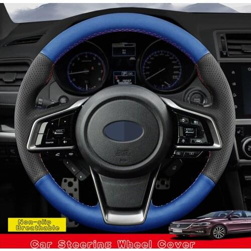 DIY Hand-stitched Black Genuine Leather Car Accessories Steering Wheel Cover For Subaru Forester Outback Legacy XV 2019-2021
