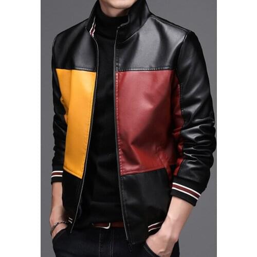 Motorcycle Leather Jacket Men Motor Mens Coat Man Trench Coats Jackets For Men Clothing Winter Plus Velvet PU Leather Baseball