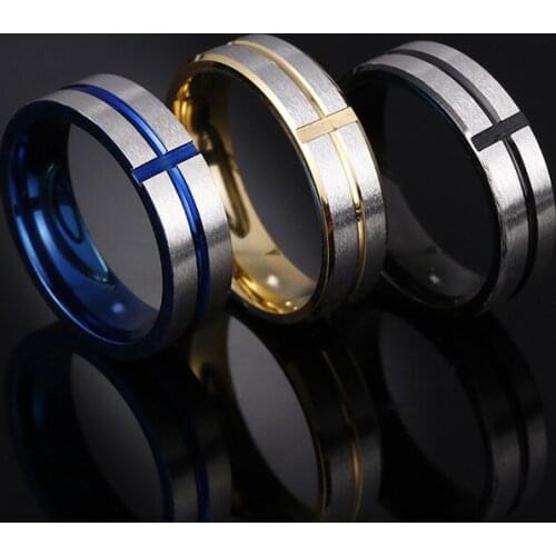 Cross Pattern Stainless Steel Ring High Quality Simple Design Jewerly For Mens Anniversary Birthday Gifts Fingerstall Bijoux