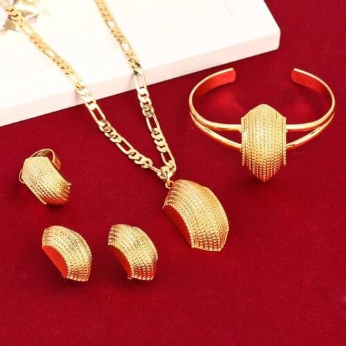 New Ethiopian African Cross Jewelry Sets 24K Gold Color Fashion Traditional Jewelry Set