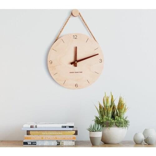 Nordic Wooden Wall Hanging Clock Japan Style Clocks Home Living Room Clock Decoration Natural For Kids Room Decor Photo props