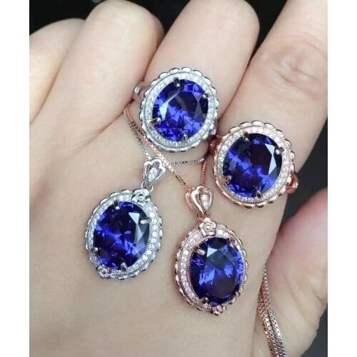 New Fashion Kyanite Jewelry set Natural 925 sterling silver Fine jewelry 1pc Kyanite ring,1pc Kyanite Pendant
