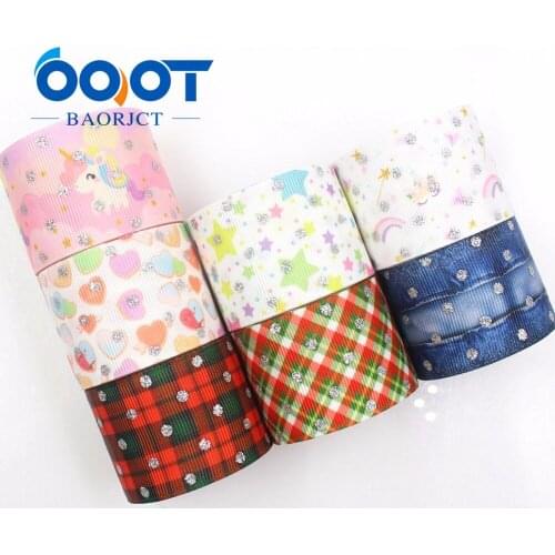 OOOT BAORJCT G-18718-646,38 mm,10 yard flash Cartoon Ribbons Thermal transfer Printed grosgrain Wedding Accessories DIY material