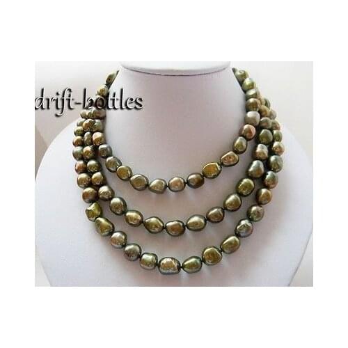 50'' 8-9mm Green Baroque Freshwater Pearl Necklace