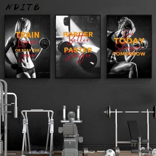 Sex Fitness Girl Poster Bodybuilding Canvas Painting Print Motivational Quotes Workout Wall Art Picture Gym Training Room Decor