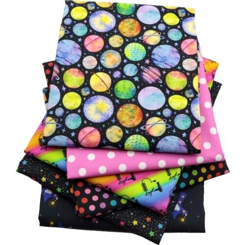Planet Star Polyester Cotton Fabric Sewing Quilting Patchwork Quilt Material Fabrics Needlework DIY Cloth Sewing,1Yc14692