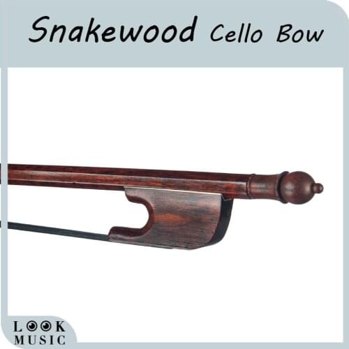 Professional 4/4 Snakewood Cello Bow Baroque Style Bow Snakewood Round Stick And Frog White Horsehair Well Balance