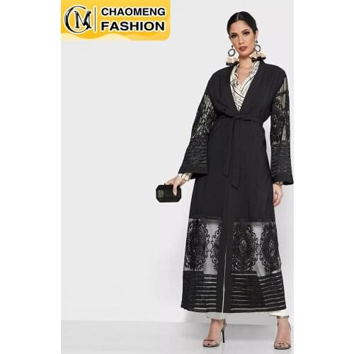Ramadan Arab Modest Cardigan Long Chiffon Lace Kimonos Abaya Dubai Kaftan Muslim For Women Mujer Roupa Turkish Islamic Clothing