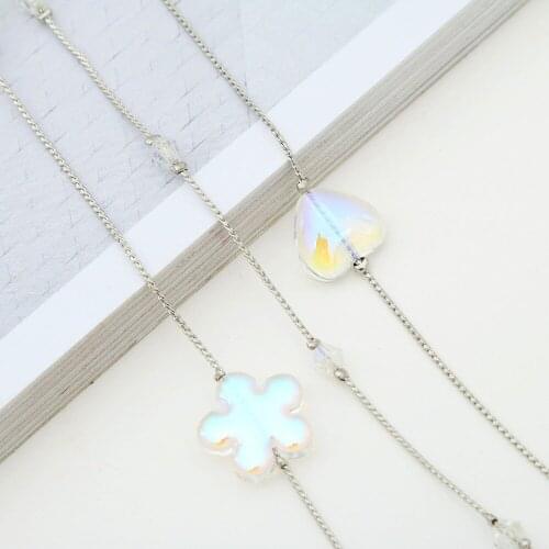 2019 New Eyeglass Sunglasses Heart Stars Neck String Cord Retainer AB Crystal Beads Color Strap Lanyard Holder Handmake Chain