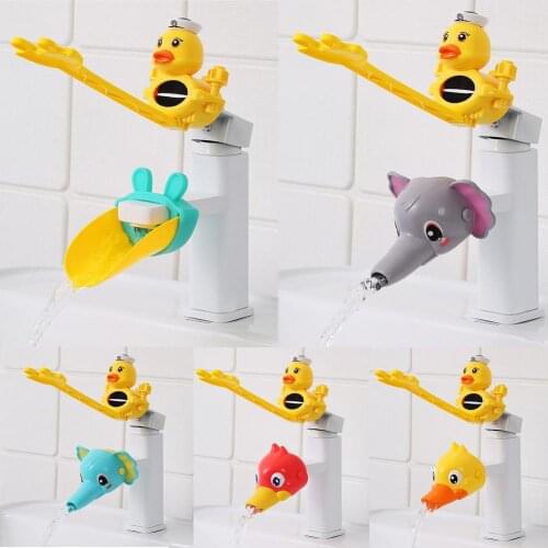 Cartoon Duck Shape Faucet Extender Silicone Splash-proof Extension Sink Water Pipe For Baby Washing Helper Bathroom Accessories