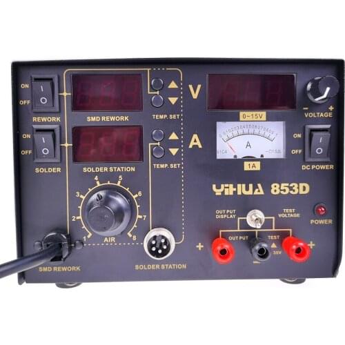 YIHUA-853d Hot air welding table three-in-one hot air welding table with power supply of 30V 5A AC220V/110V