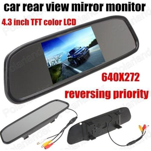 4.3 Inch TFT LCD 640x272 Car Reverse Mirror Rearview Monitor Car Rear View Camera reversing priority