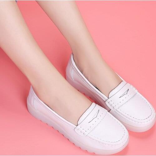 2021 spring and summer nurse shoes female soft-soled jelly single shoes white leather shoes mother shoes casual work shoes