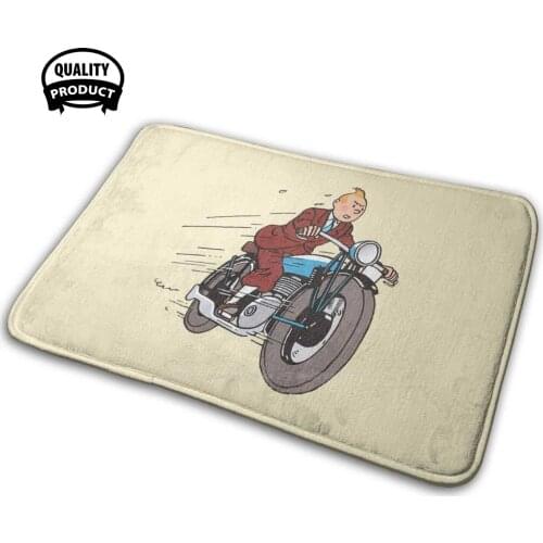 Tintin Bikers Comfortable Door Mat Rug Carpet Cushion Tintin Comics Snowy Cpt Captain Haddock Herge French Cartoon Classic