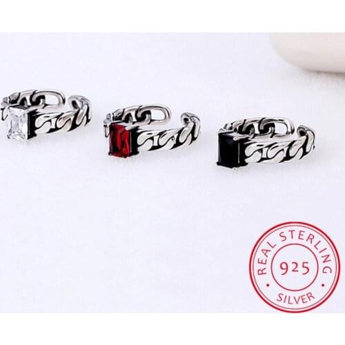 Vintage Tricolor 925 Sterling Silver Zirconia Opening Rings Twisted Chain Models Black Auger Thai Silver Ring For Women S-R60