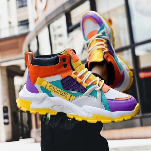 High Top Running Shoes Men Brand PU Casual Men Chunky Sneakers Zapatos Hombre Rubber Platform Sport Shoes For Male Autumn Winter