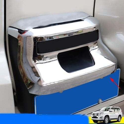 For Toyota LAND CRUISER PRADO FJ 150 FJ150 2018 Rear license plate Box Cover Frame Panel Trim ABS Chrome Sticker Car Accessories