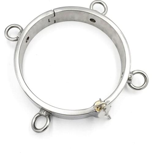 Heavy 304 Stainless Steel Lockable Neck Collar With 4 Ring Restraints Choking Ring Slave Fetish SM Sex Toys For Women Man Couple