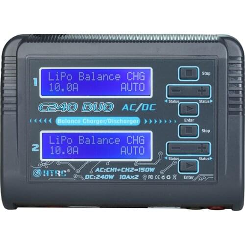 HTRC C240 LiPo Battery Charger Dual Channel AC 150W DC 240W 10A 1-6S for Li-ion LiFe NiCd NiMH LiHV PB Smart Battery Discharger