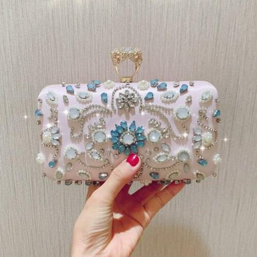 Women Fashion Diamonds Evening Chain Shoulder Bags 2019 Female Elegant Wedding Party Day Clutches Finger Purse
