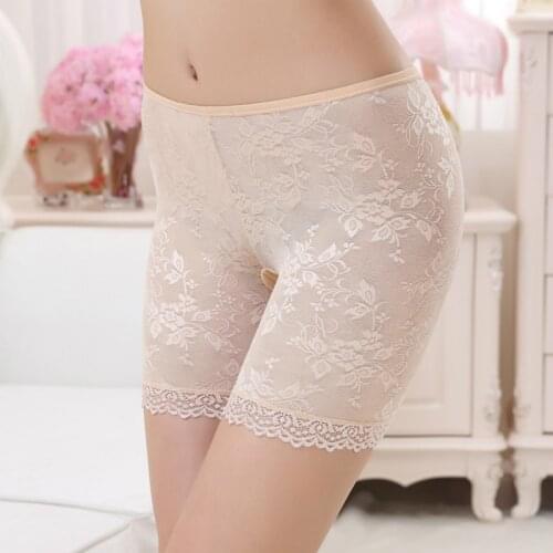 Yasemeen Floral Printing High Rise Seamless Lady Pants Breathable Sexy Modal Safety Pants for Women White Color S-XL
