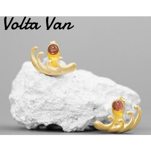 Volta Van Women Stud Earrings 925 Sterling Silver Tourmaline 2021 New Fine Jewelry Elegant Waves Trendy Concise Silver Earrings