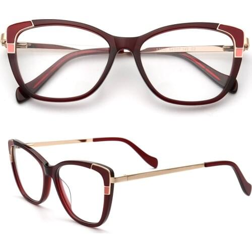 Women Vintage Cat Eye Glasses Frames for Women Optical Eyeglass Frame Fashion Acetate Metal Spectacles Prescription Eyewear