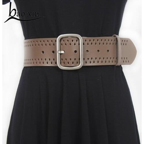 Womens Corset Wide Genuine Leather Belt Vintage Punk Metal Buckle Dress Waistband Straps Retro Gothic Bondage Real Leather Belt