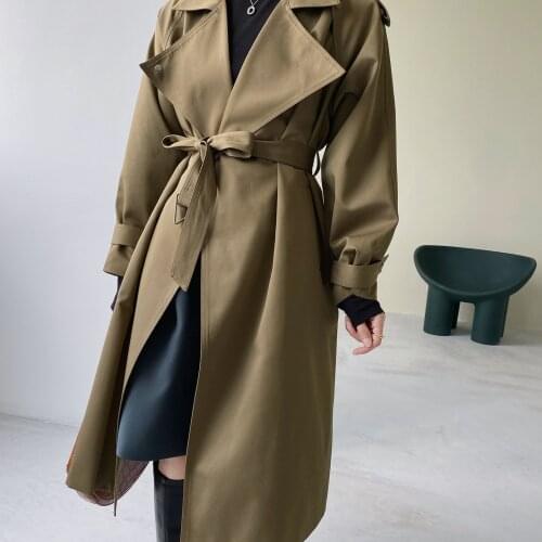 Women Trench Mid-length Trench Coat Womens Lace Khaki Fall 2020 New British Style Coat