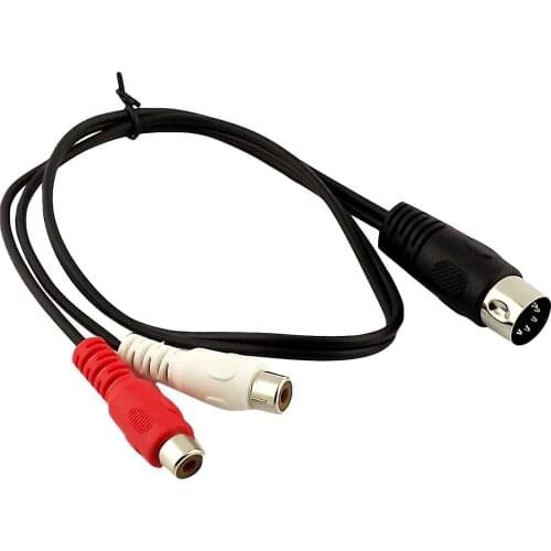 1pc 5 Pin DIN Male Plug to 2x RCA Female Jack Converter Audio Connector Cable Nickel Plated 50cm/1.5ft