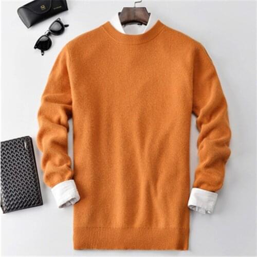 100%cashmere thick knit men korean style Oneck H-straight pullover sweater 6color S-2XL retail wholesale