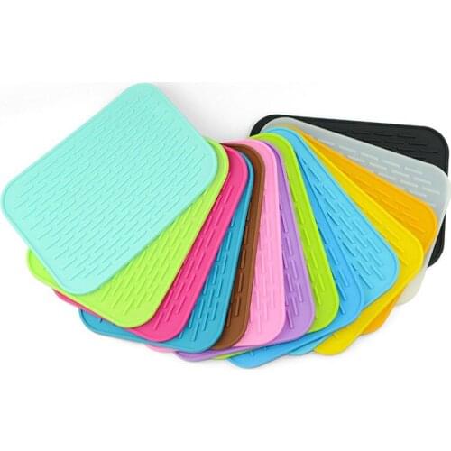 100pcs Silicone Dish Drying Mat Durable Rectangle Heat Resistant Square Cup Pot Bowl Plate Table Mats ZA5099