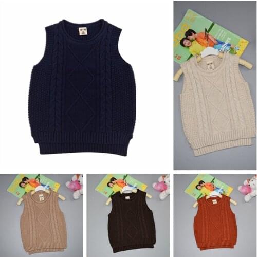 2020 Knitted Vest Sweater Coat Pullover Tops Winter Sleeveless Sweaters Cotton Casual Style Clothing Kids Coat Costume