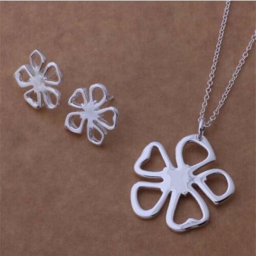 AS239 Hot Sale Silver Plated Color Jewelry Sets For Women Wholesale High Quality Classic Earring 286 + Necklace 282