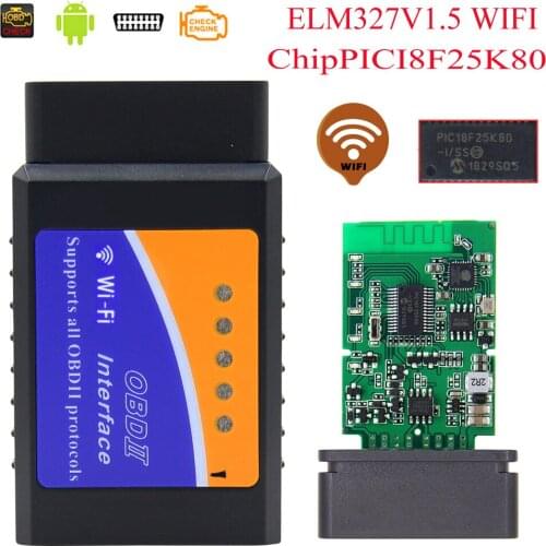 ELM327 V1.5 Wifi OBD2 V1.5 Mini Elm 327 PIC18F25K80 Chip Auto Diagnostic Tool Scanner Easydiag OBDII for Android/IOS/Windows