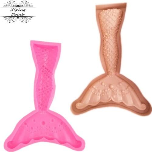 Large beauty fishtail silicone mold fishtail soft candy cake cake decoration baking tools soap model harpoon tail