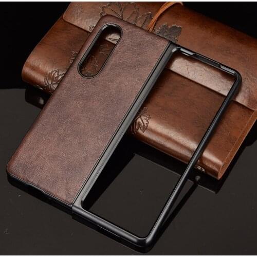 Z Fold 3 Funda Case for Samsung Galaxy Z Fold 3 Z Fold 2 Lychee Skin Pattern PU Leather Coque Protection Phone Case Cover Fold 3