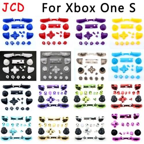 JCD For Xbox One S Replacement Full Chrome Buttons Kit RT LT RB LB ABXY D-Pad Trigger Analog Stick Cap Parts for Xbox One Slim