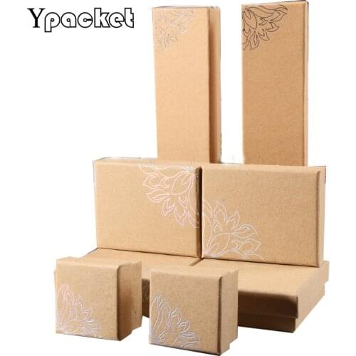 Brown Brooch Bracelet Necklace Earrings Gift Box Jewellery Organizer Wedding Necklace Display Gift Box Holder Wholesale 50pcs