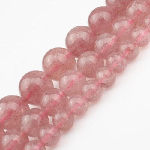 Natural Strawberry Quartz Stone Round Loose Beads For Jewelry Making DIY Women Necklace Bracelet 6 8 10 mm 7.5 inch Wholesale